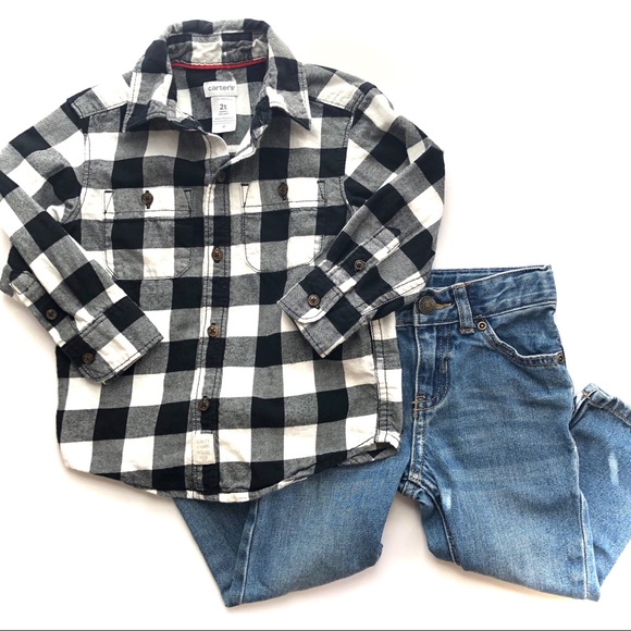 check shirt matching jeans